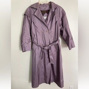VTG British Mist Shimmer Mauve Purple trench coat rain jacket women’s size 18